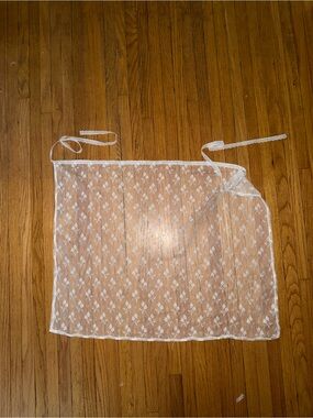 Sheer White Lace Apron with Floral Pattern